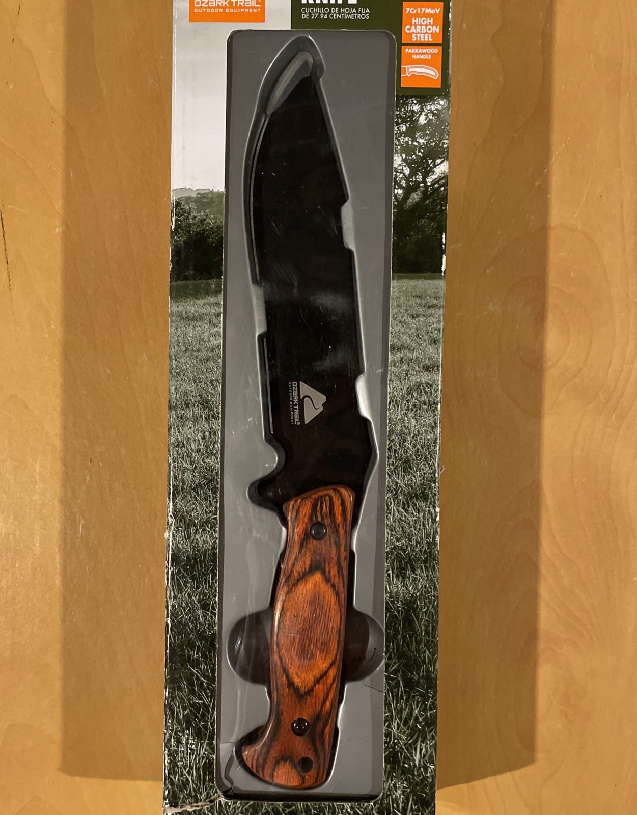 Ozark Trail Pakkawood Handle High Carbon Steel 11''Fixed Blade Hunting Knife New