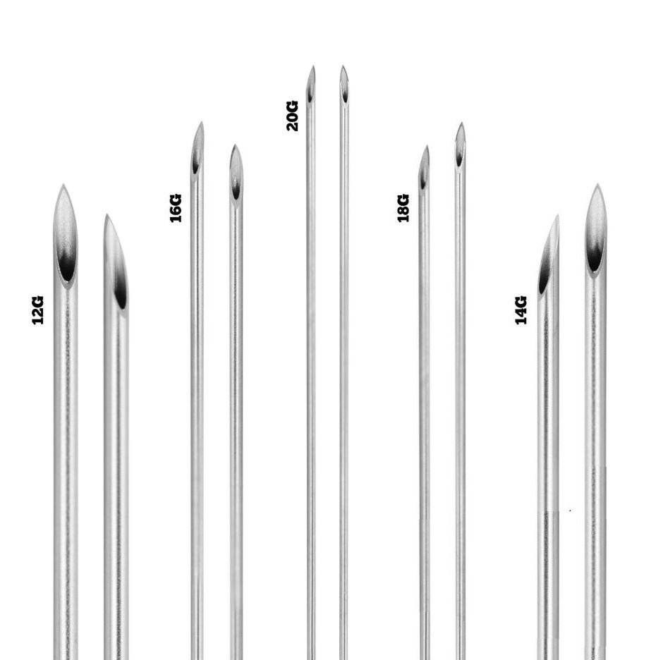 10,30,50 Sterile Body Piercing Needles 10,12,13,14,15,16,18,20G Navel Ear Nose