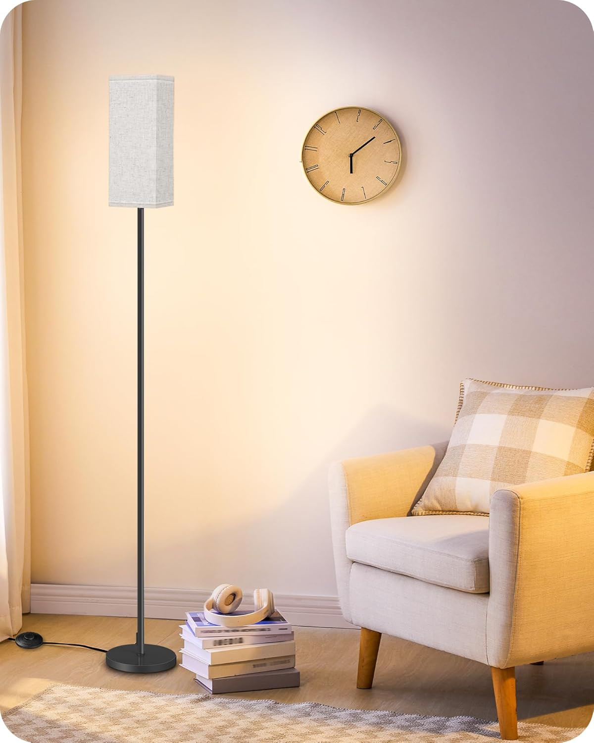 Modern Floor Lamp for Living Room Bedroom, Standing Tall Light with Foot Switch