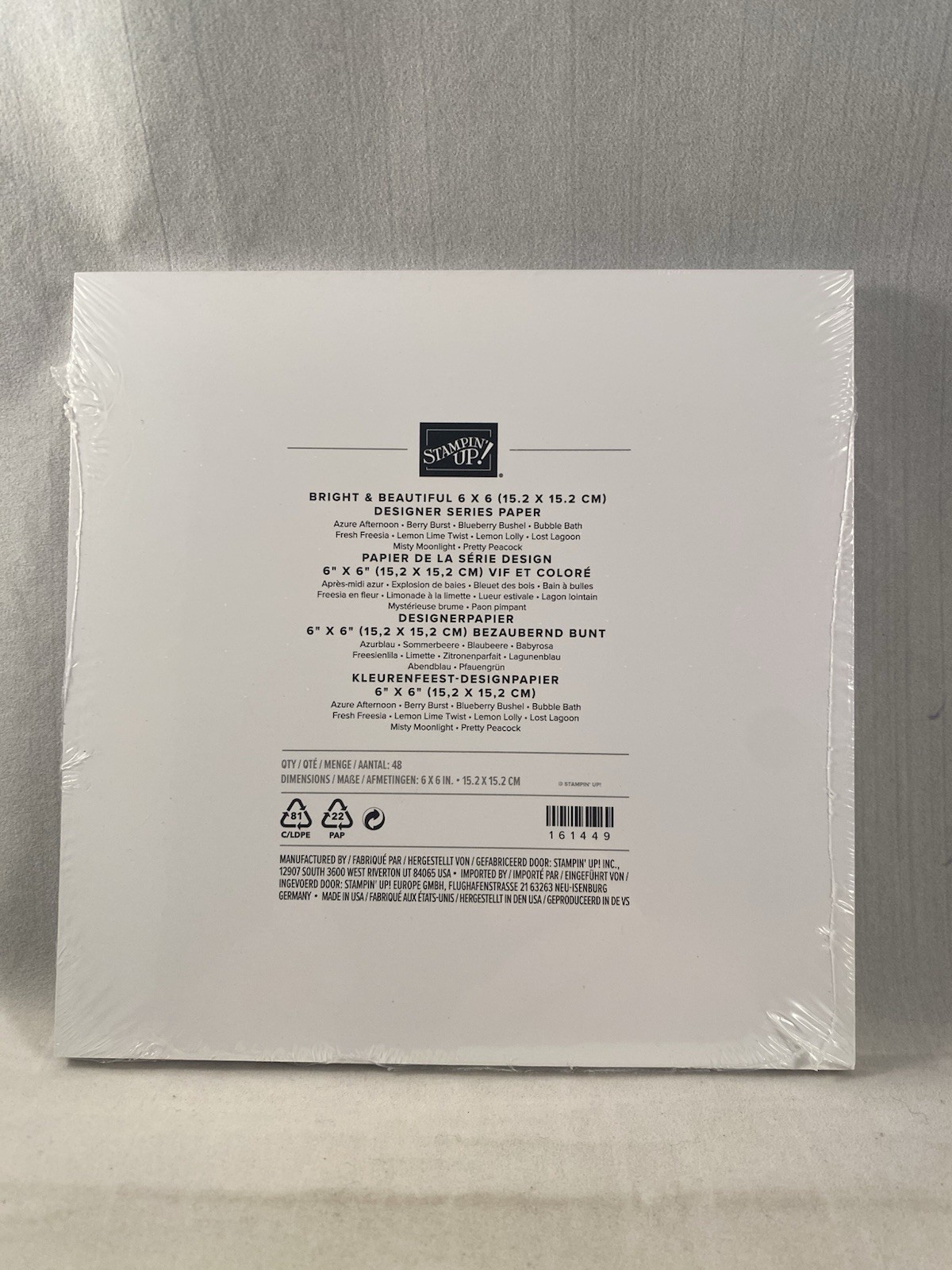 BRIGHT & BEAUTIFUL Designer Series Paper DSP Stampin Up 48 Sheets 6x6 2508