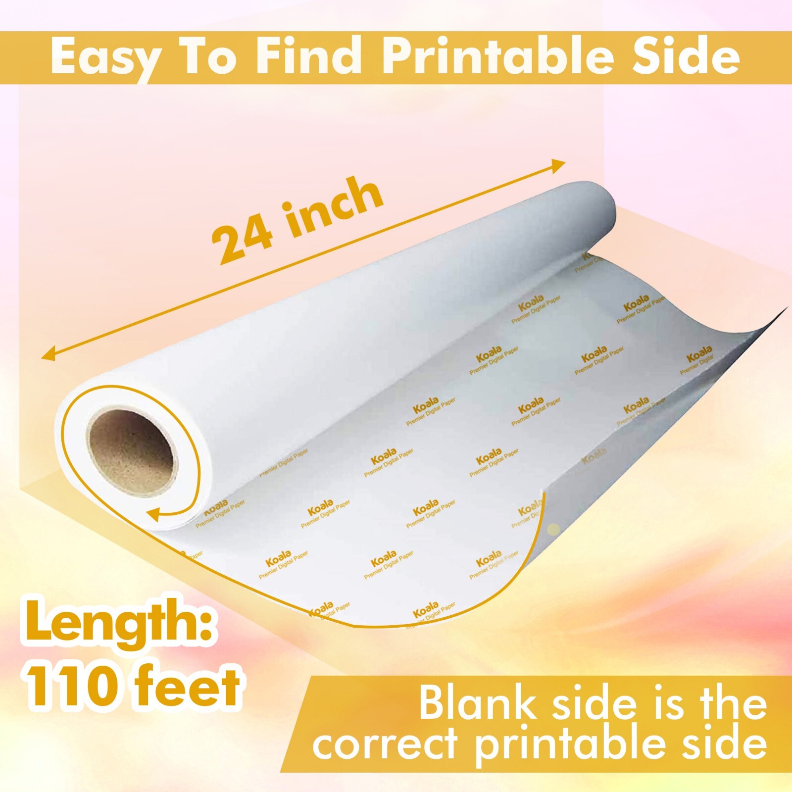 Koala Sublimation Paper Roll 24" x 110 Ft Heat Transfer Fast Dry Inkjet Printer