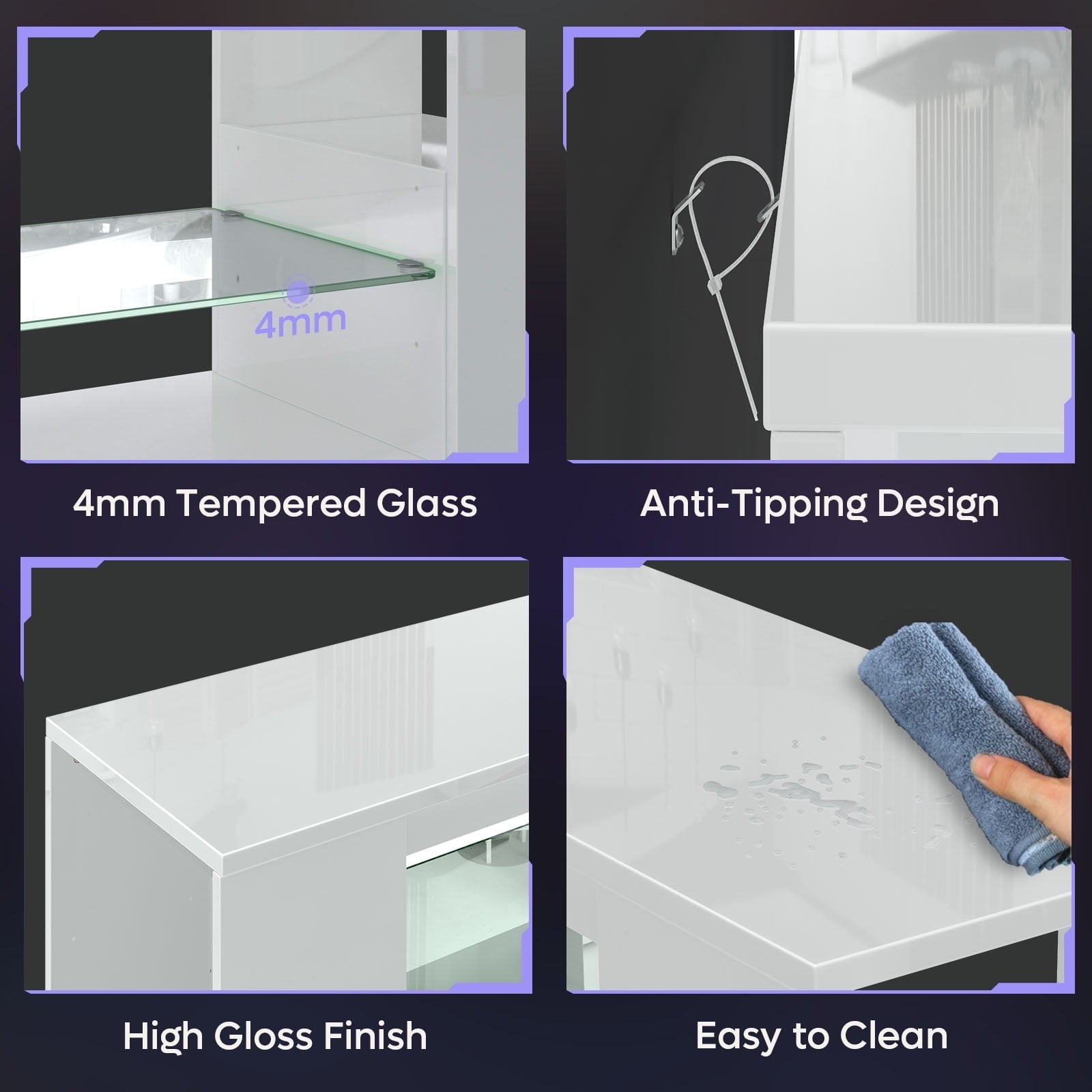 LED TV Stand for TVs up to 80", Gaming Entertainment Center with Lights - White