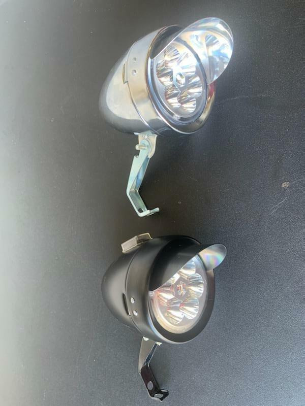 Bicycle 6-LED Bullet HeadLight Visor Cruiser Lowrider Bikes CHROME or BLACK