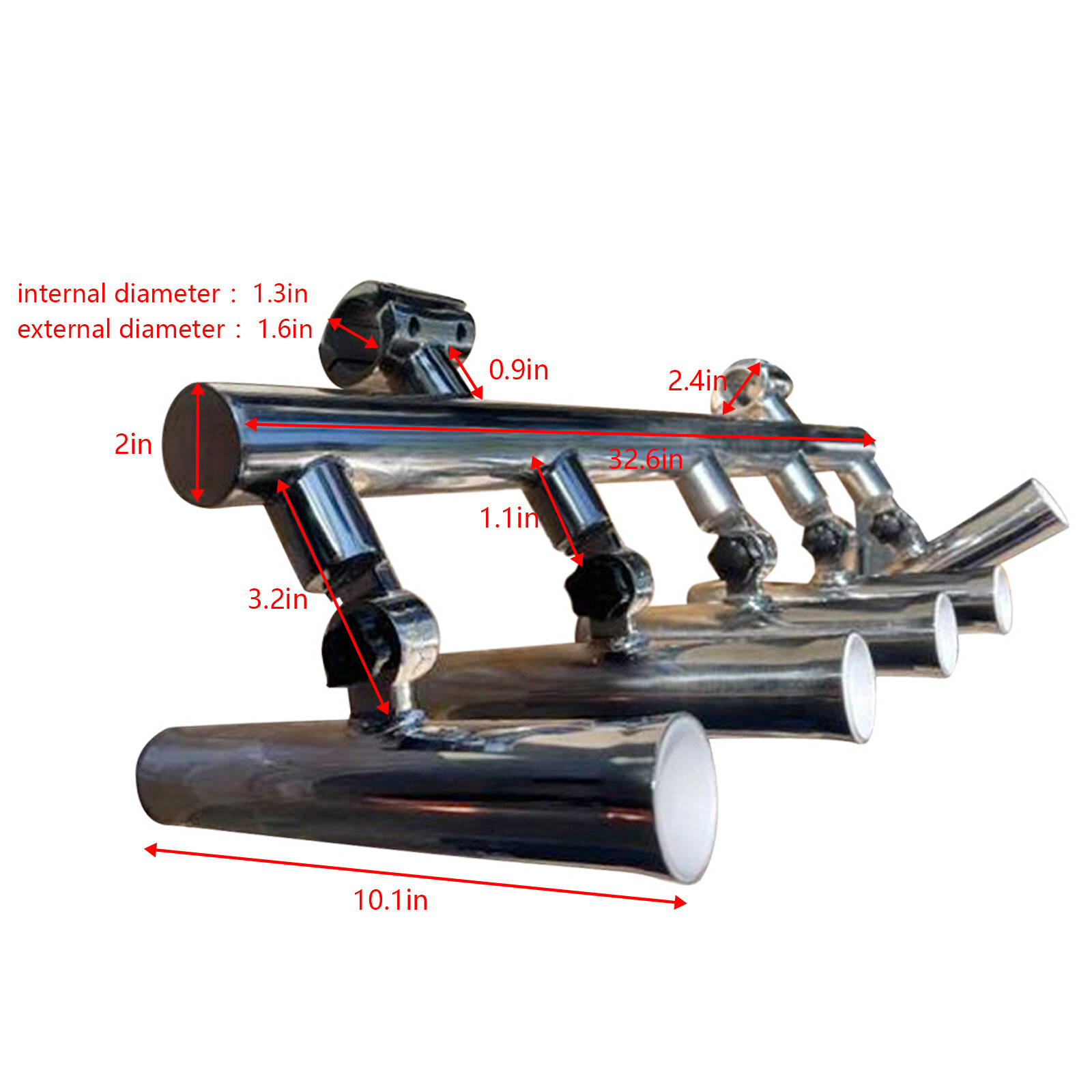 Fishing Console Boat T Top Rocket Launcher Stainless Steel 2"Clamp 5 Rod Holder