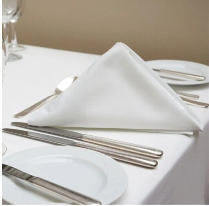 Set of 8 WHITE 100% COTTON Luxury CLOTH Napkins GARNIER THIEBAUT XL 22"x22" NWOT