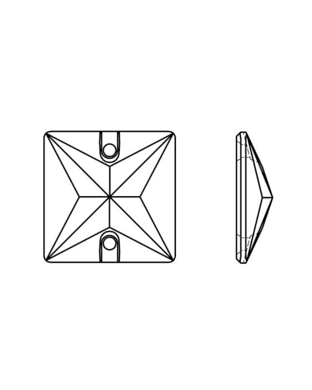 Swarovski 3240 Volcano Square Sew-On Crystals - 16mm M-Foiled (1pc) NEW