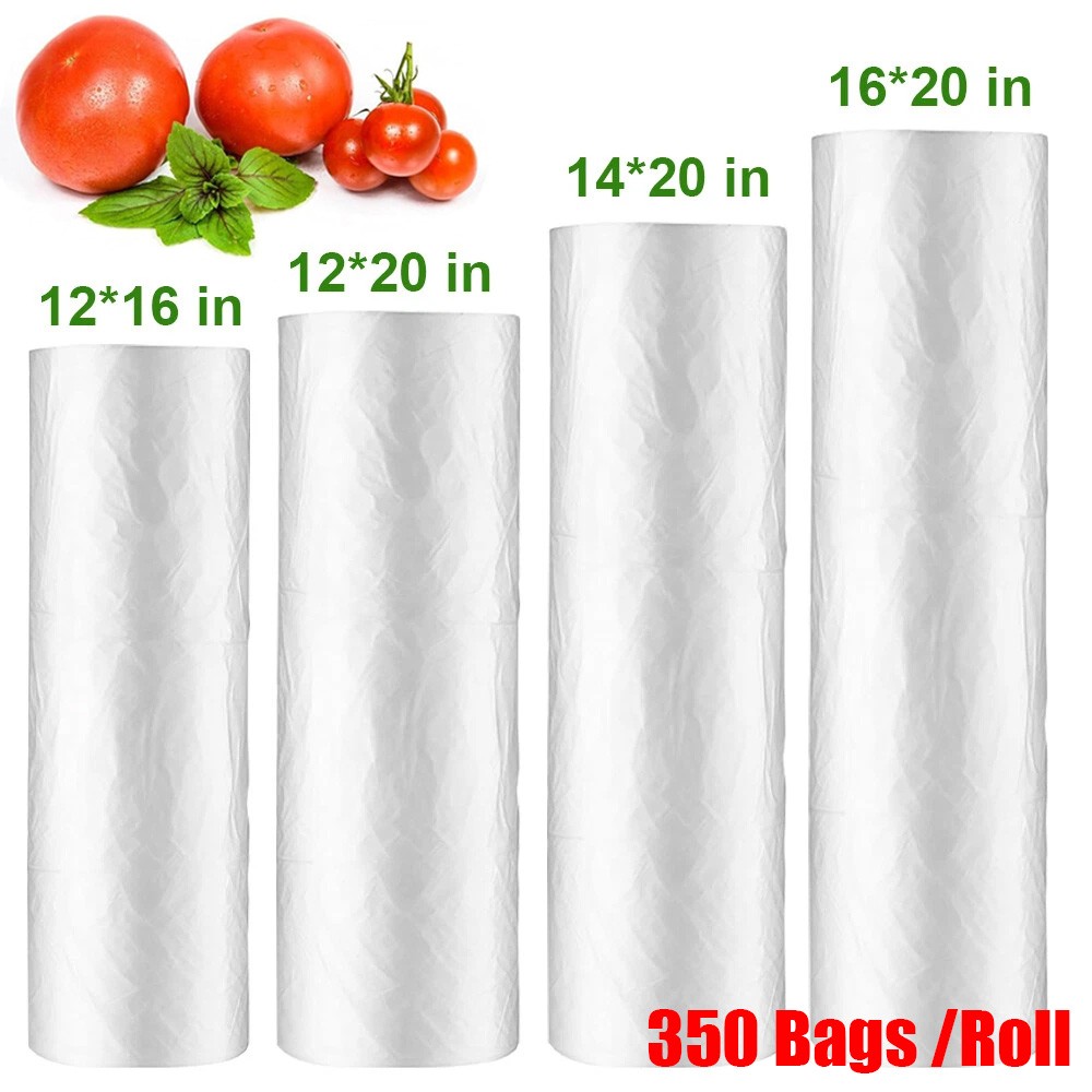 350 Bags/Roll Clear Plastic Produce Bags Kitchen Fruits Vegetable Food Storage