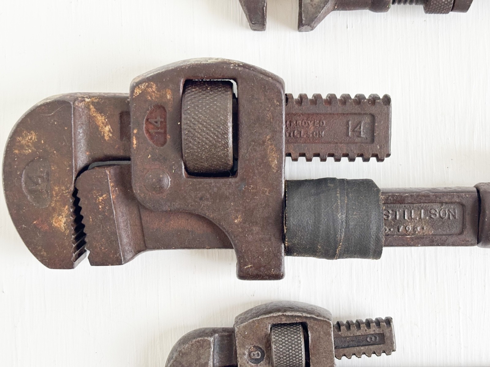 Set of Antique Wrenches—Stillson Pipe & Possible Coes Monkey Industrial Rustic