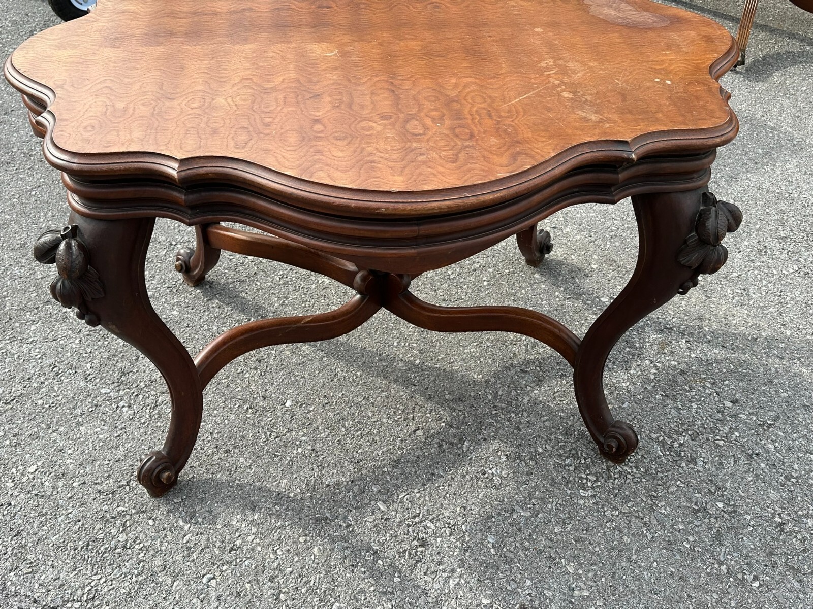 antique carved victorian parlor table center stand 1870 clean turtle top