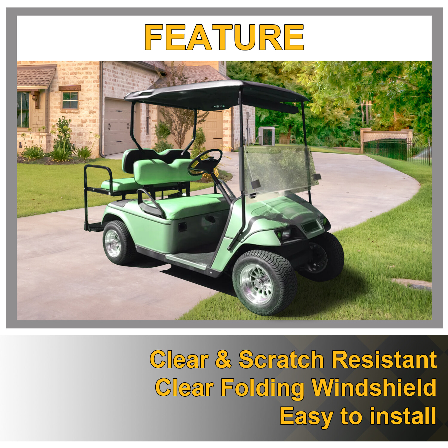 Clear Fold Down Golf Cart Windshield for EZGO Marathon 1986-1994.5