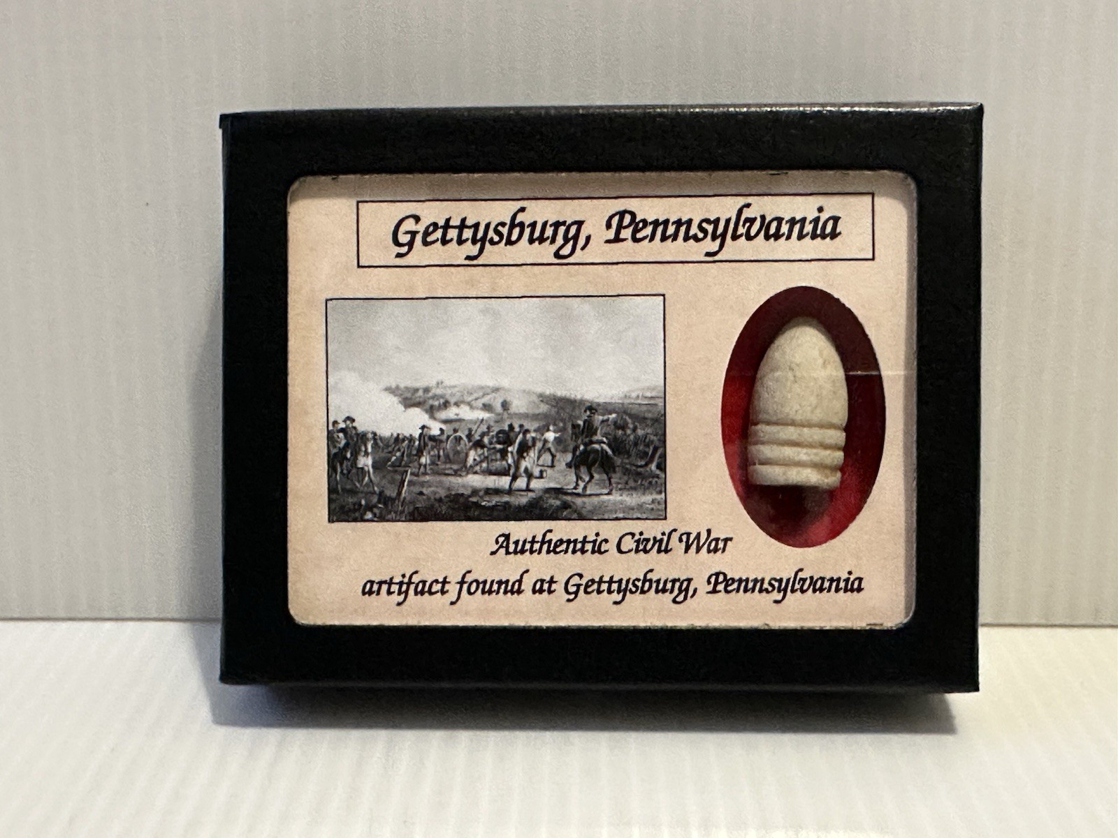 Dropped Civil War Bullet from Gettysburg in Matted Display Case with COA