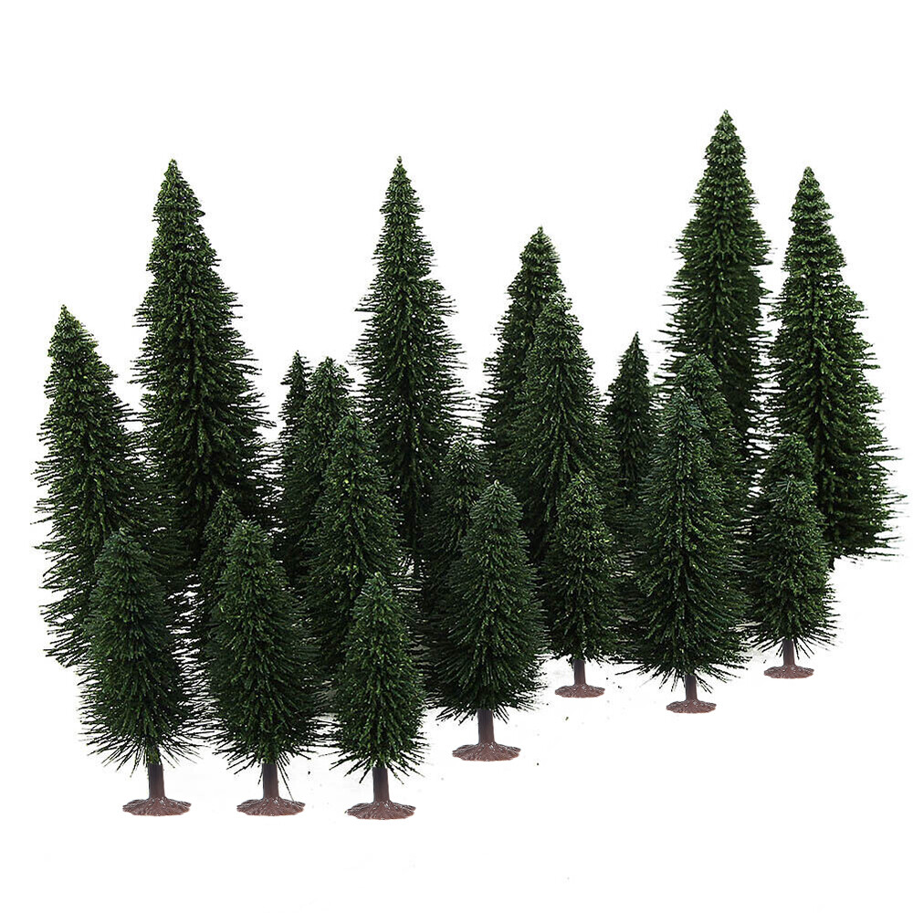 40pcs Model Pine Trees Deep Green Christmas Village HO Scale Railway Layout