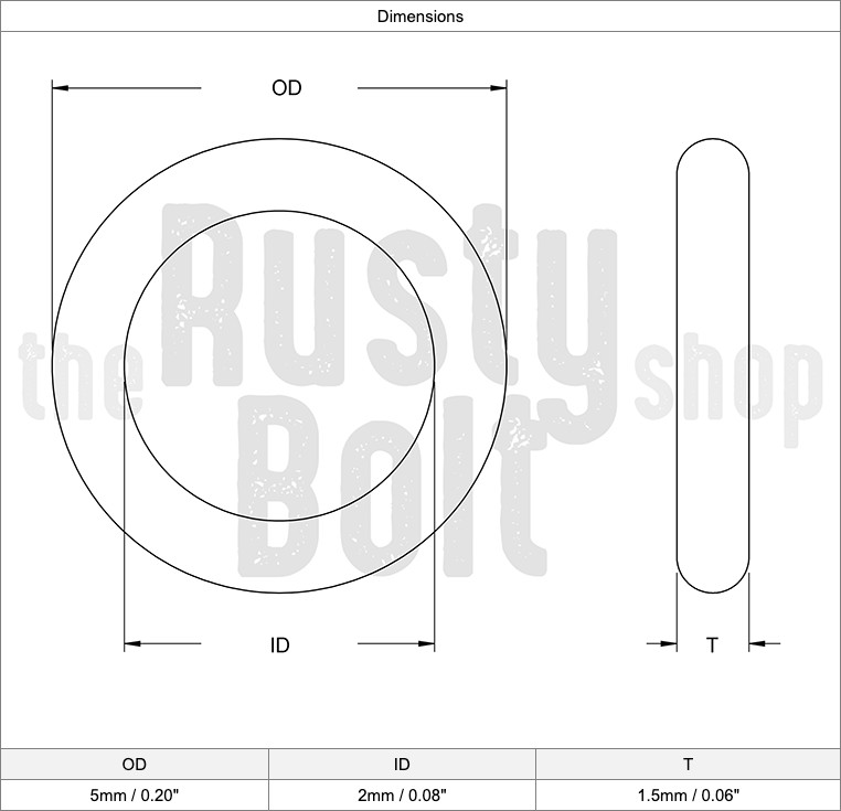 O-rings Nitrile Rubber - 5mm OD, 2mm ID, 1.5mm Thickness - Black, Seal, Gasket