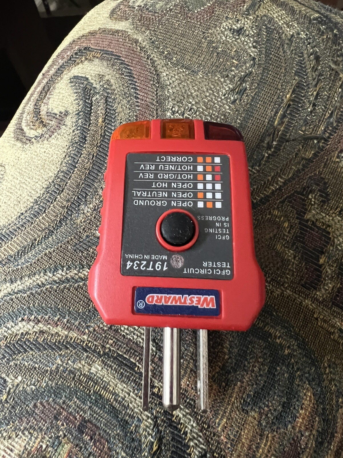 Westward 19T234 Receptacle Tester With Gfci,110To 125Vac