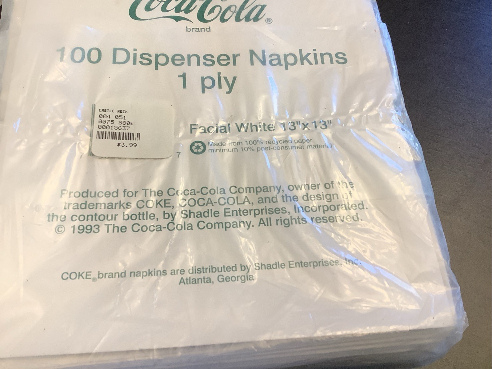 NEW! Vintage 1993 Coca-Cola Diner Napkins 100 Ct. USA