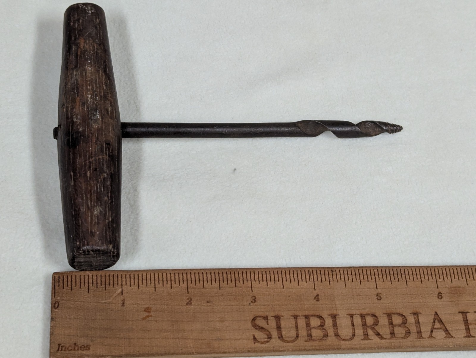 Antique Hand Gimlet Auger Drill Civil War Era Artillery Cannon Tool Metal Wood