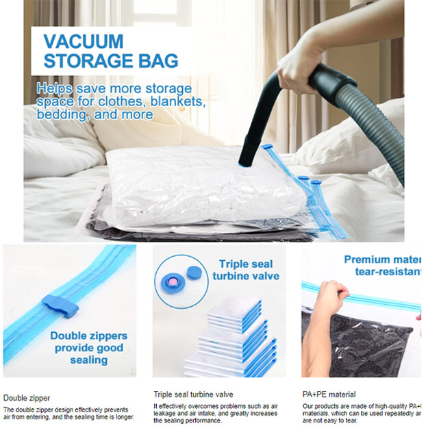 5 Jumbo Vacuum Storage Bags Travel Space Saver Organizer