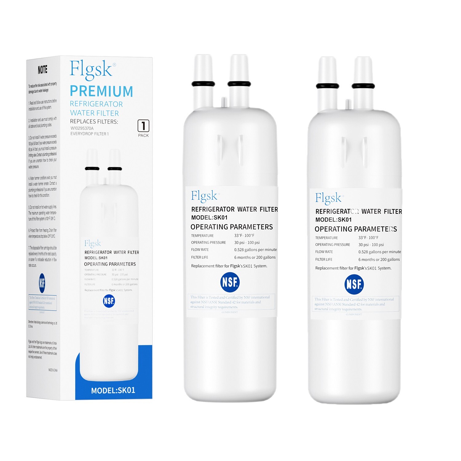 2 Pck Fridge Filter - EDR1RXD1, W10295370A, Filter 1, 46-9081, 46-9930, KAD1RXD1