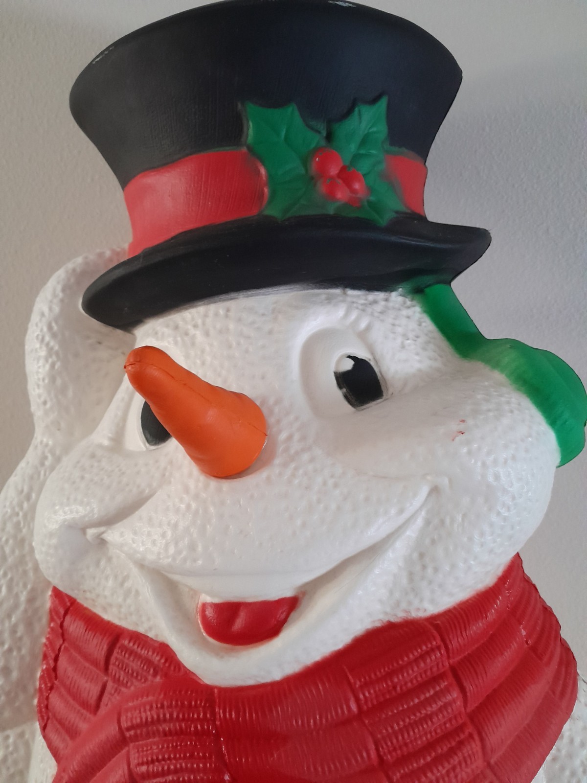 Vintage 2000 TPI Christmas Lighted Snowman with Sled Blow Mold 40" Tall READ