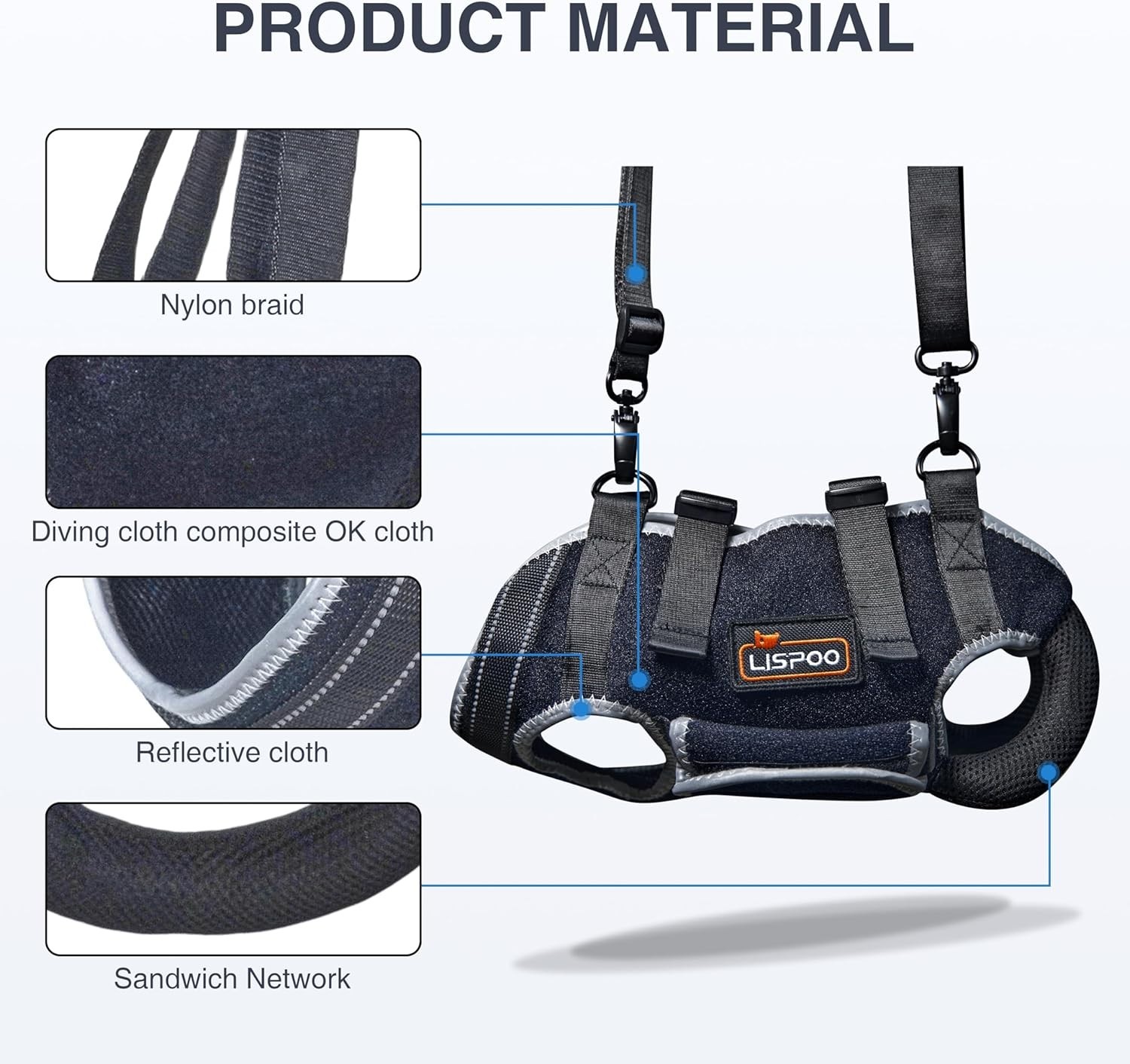 Full Body Medium Size Dog Lift Harness, Adjustable and Reflective! NWOT