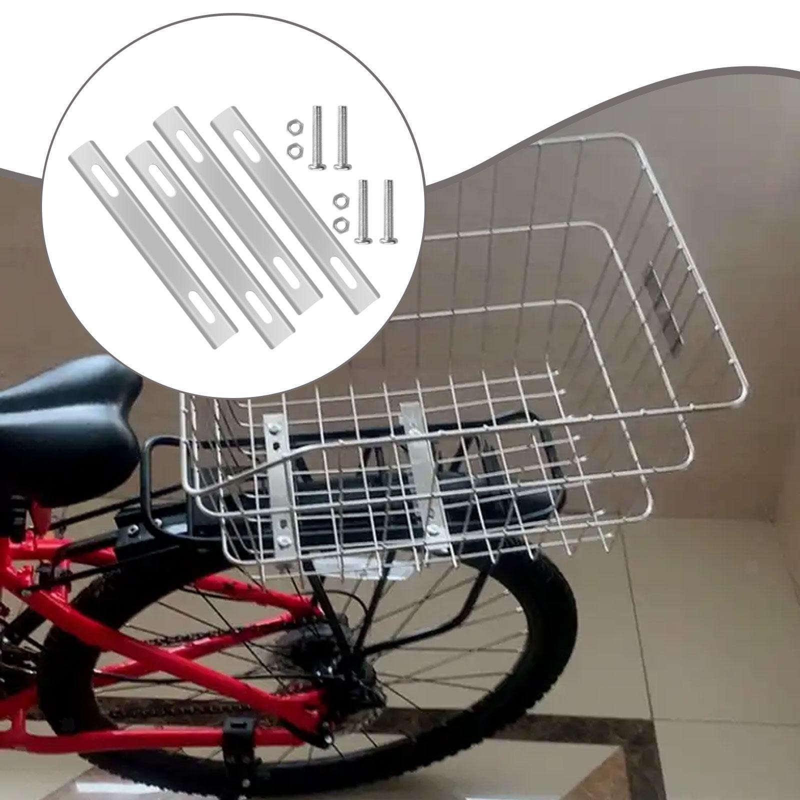 4x Bike Rear Basket Mount Fixing Plate Basket Mounting Hardware Portable