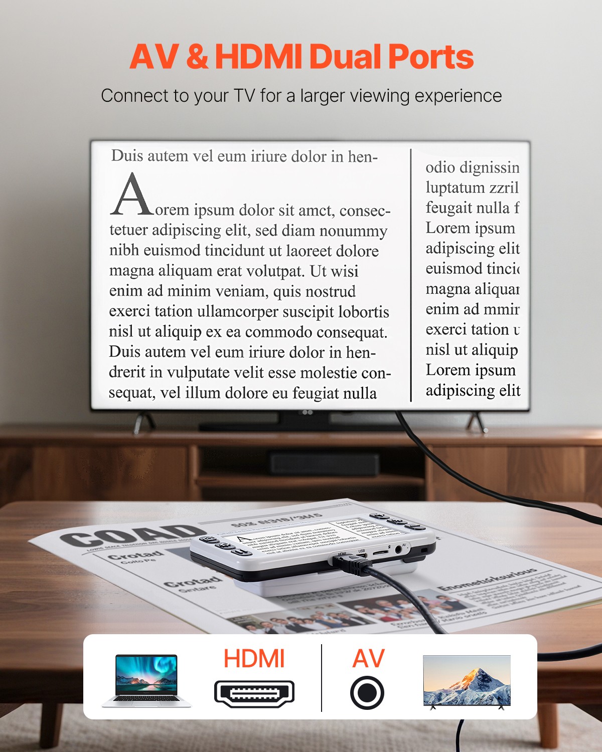 VEVOR Portable Digital Magnifier 5" HD Electronic Video Magnifier 2X - 48X Zoom