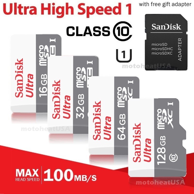 SanDisk Ultra 16GB 32GB 64GB 128GB Micro SD C10 SDXC Flash Memory TF Card Reader