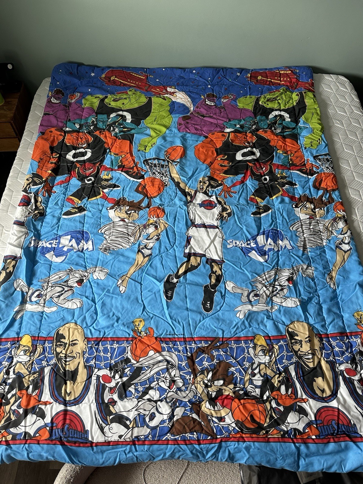 Vintage 1996 Space Jam Comforter Michael Jordan Looney Tunes Bugs Bunny TWIN