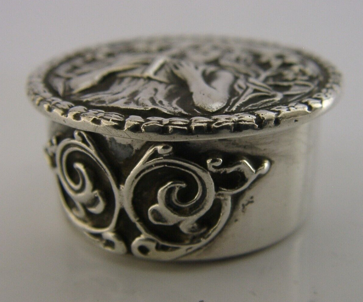 PRETTY ENGLISH SOLID STERLING SILVER BOX 1986 ART NOUVEAU STYLE