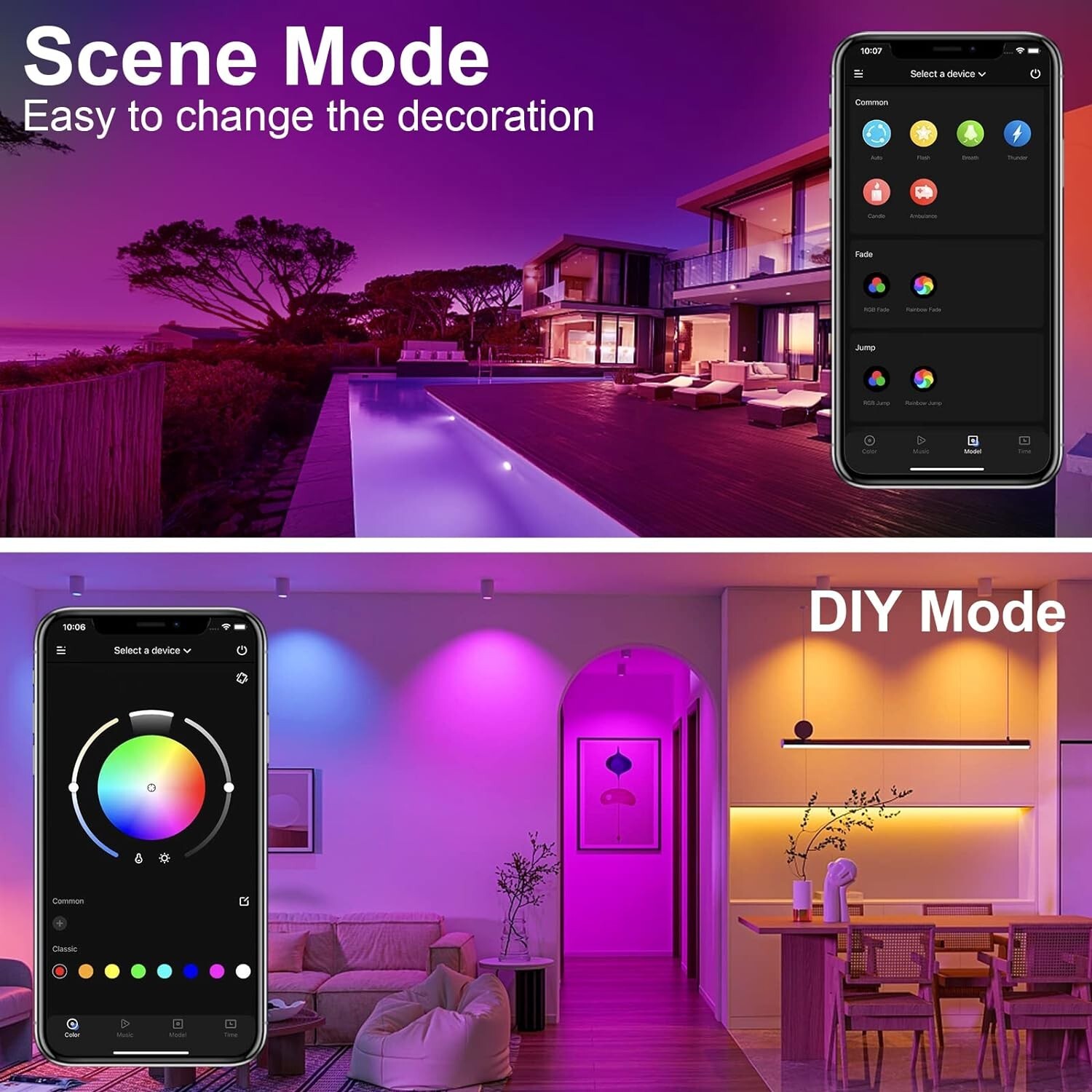 100Ft LED Strip Lights, Smart Light with App Remote Control, RGB LED Lights for