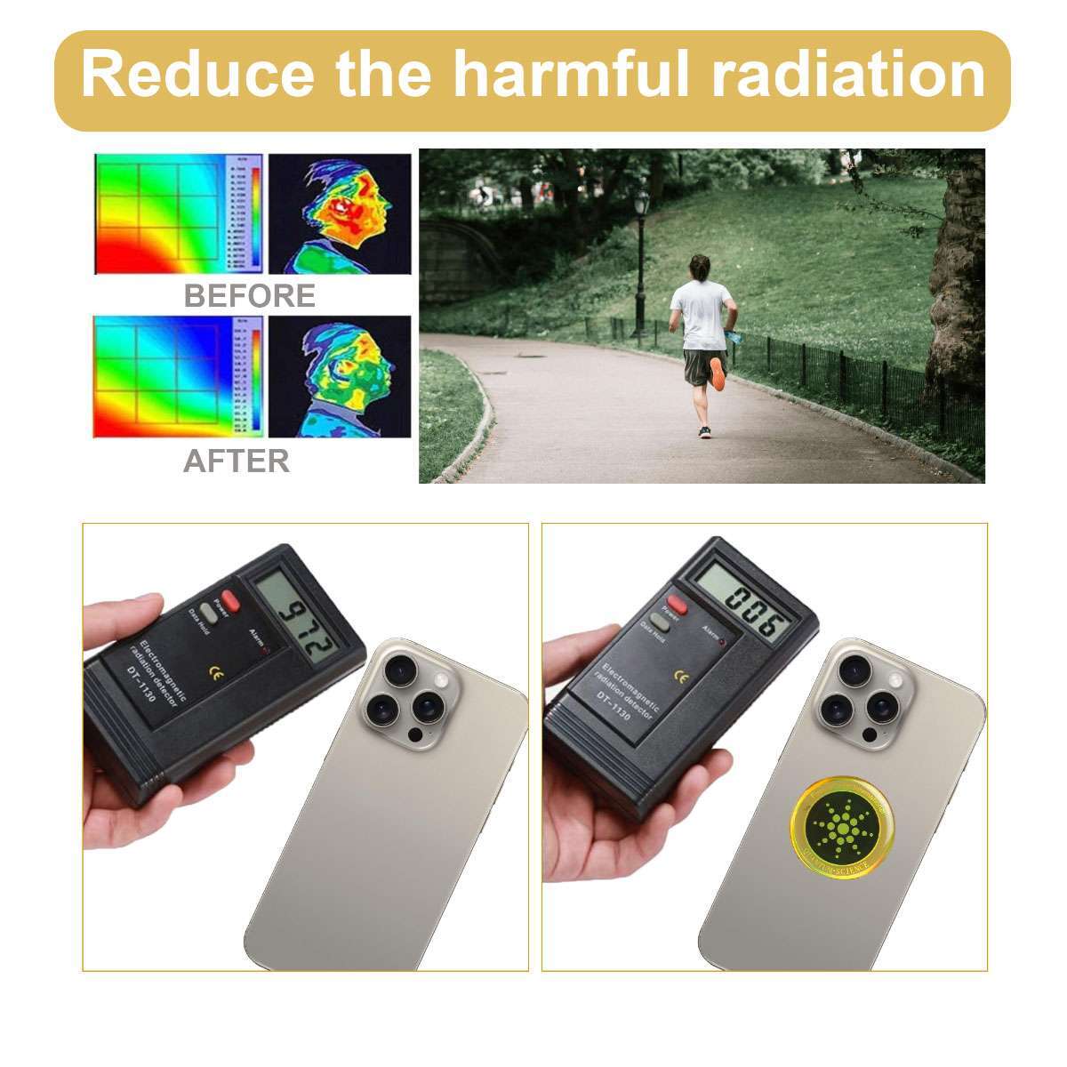 Silver Quantum Anti Radiation Shield 5G-EMF Protection Phones Laptops 6 Stickers