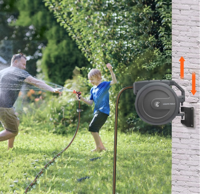 Giraffe Tools Retractable Garden Hose Reel 1/2-in 78-ft Wall Mount