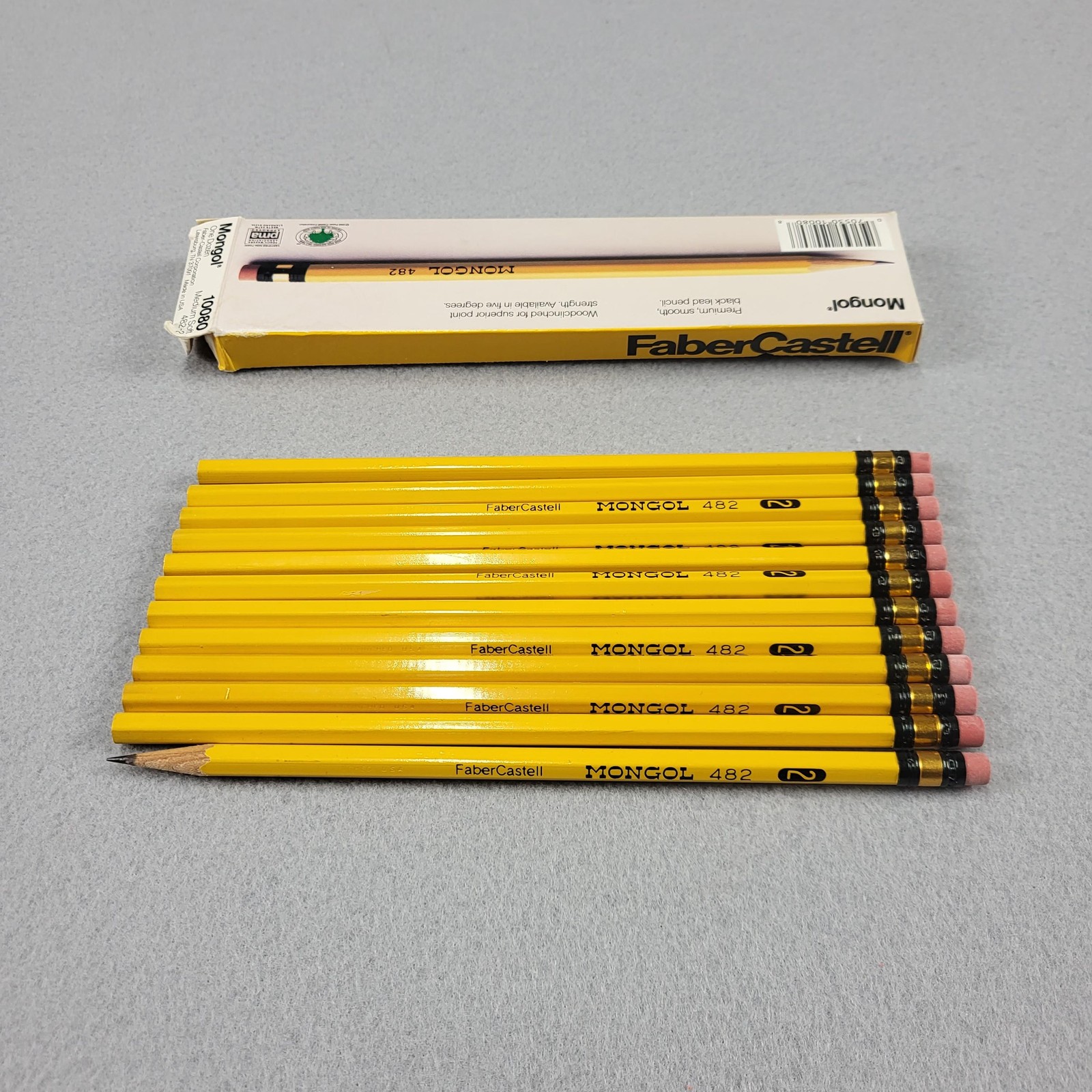 Faber-Castell Mongol 482 #2 Yellow Pencils Lot 12 Medium Soft USA Black Lead
