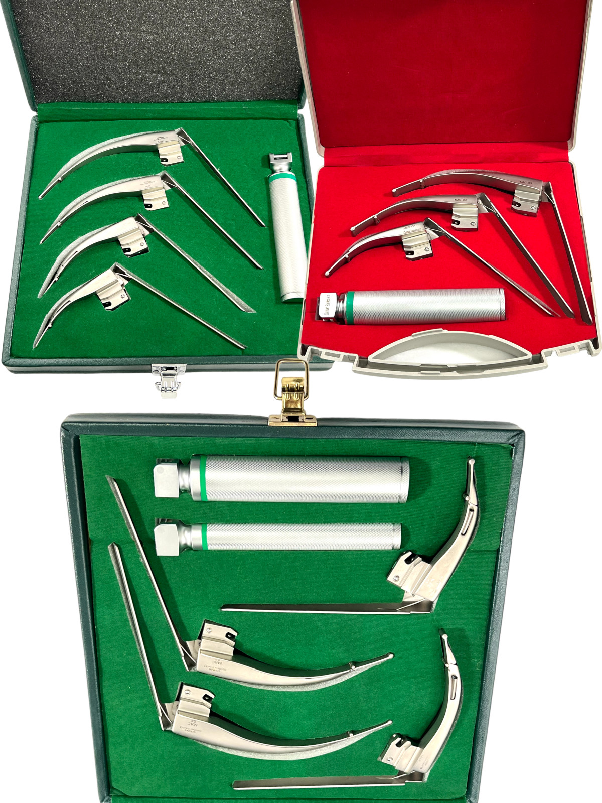 Premium McCoy Flexi-Tip Fiberoptic LED Laryngoscope Set Blades and Medium Handle