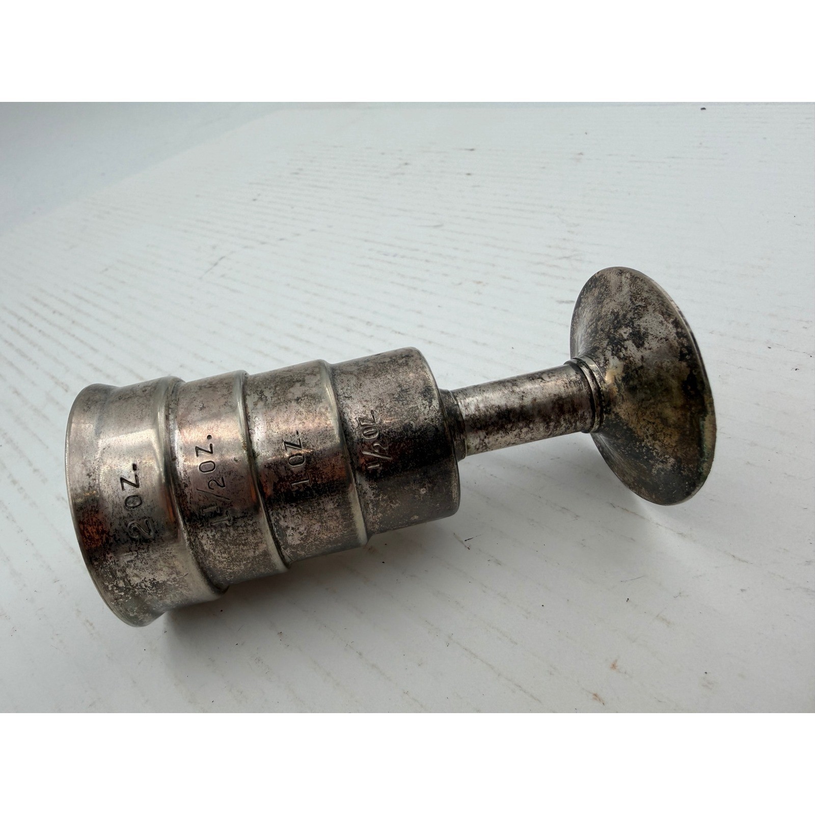 Vintage Silver Jigger Bar Tool Shot Glass Measure 2oz G3