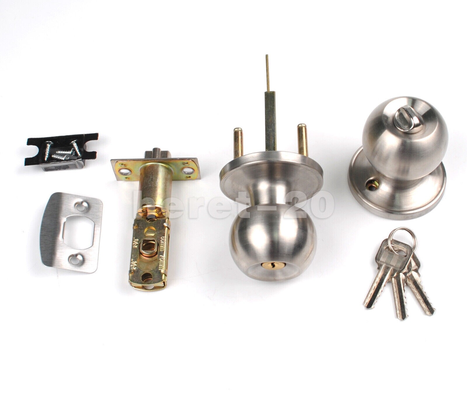 HighQuality Door Knob Privacy Lock Interior Bathroom Bedroom Stainless Steel