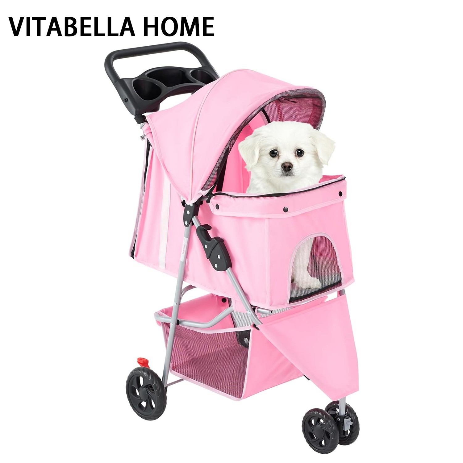 VITABELLA HOME Foldable Pet Stroller for Small Dogs/Cat,with Mesh Window&Storage