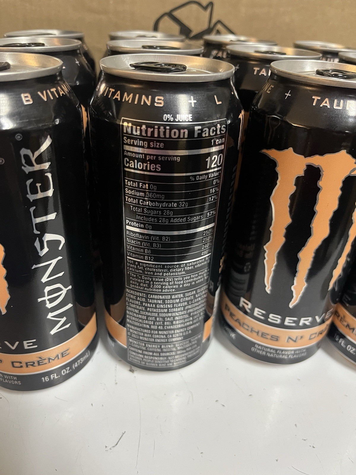 ( 12 Pack ) Monster Reserve Peaches N' Cream Energy Drink 16 oz Cans