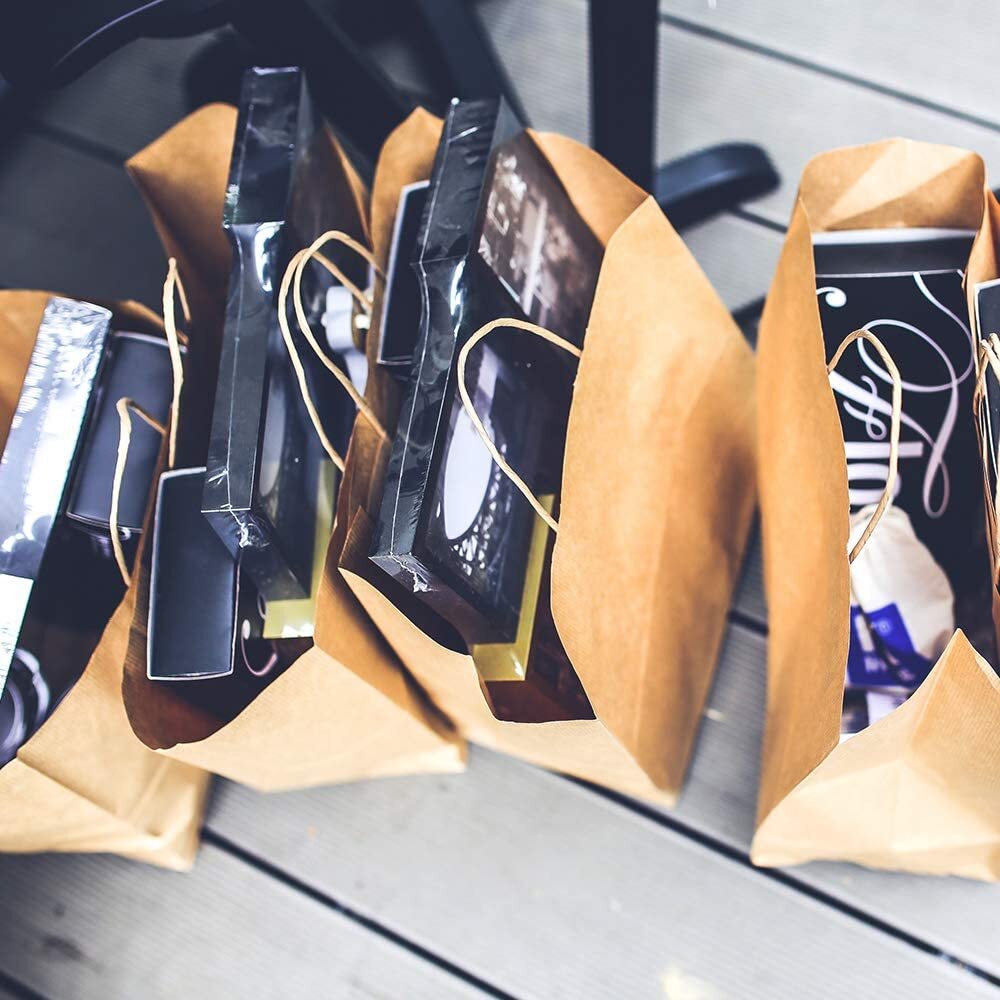 Paper Shopping Bags 25 Natural Kraft 16" x 6 x 12" Retail Merchandise Handles