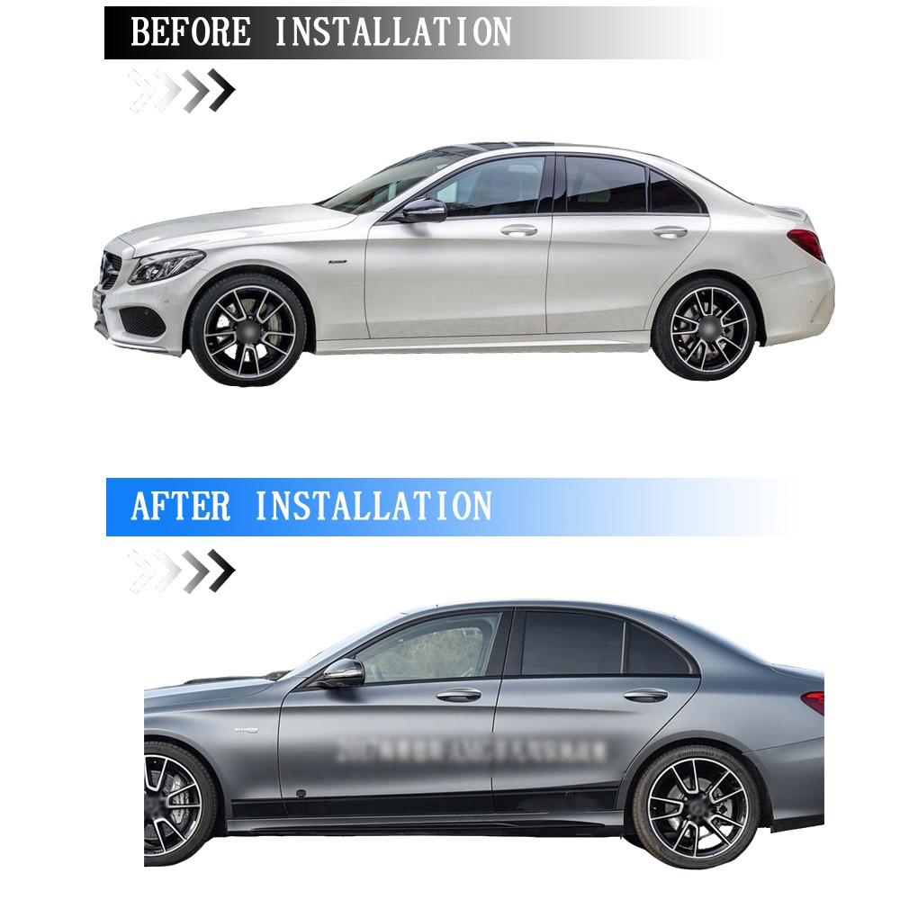 Glossy Black Chrome Delete Window Trims For Mercedes Benz C Class W205 2014-2022