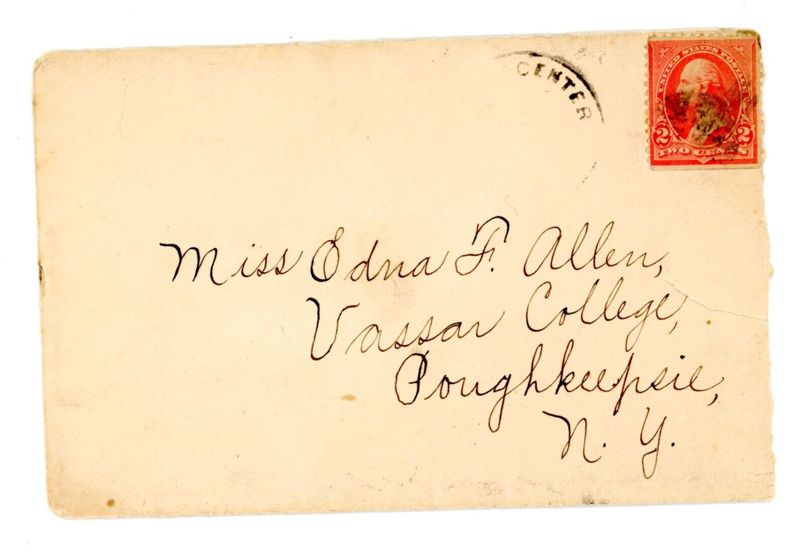 1898 Envelope Handwritten letter Vassar College Poughkeepsie NY Edna F Allen