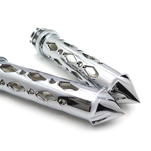 TRHB121-22- Chromed Hollowed-out Spike Grip 7/8" Bars CNC Compatible with