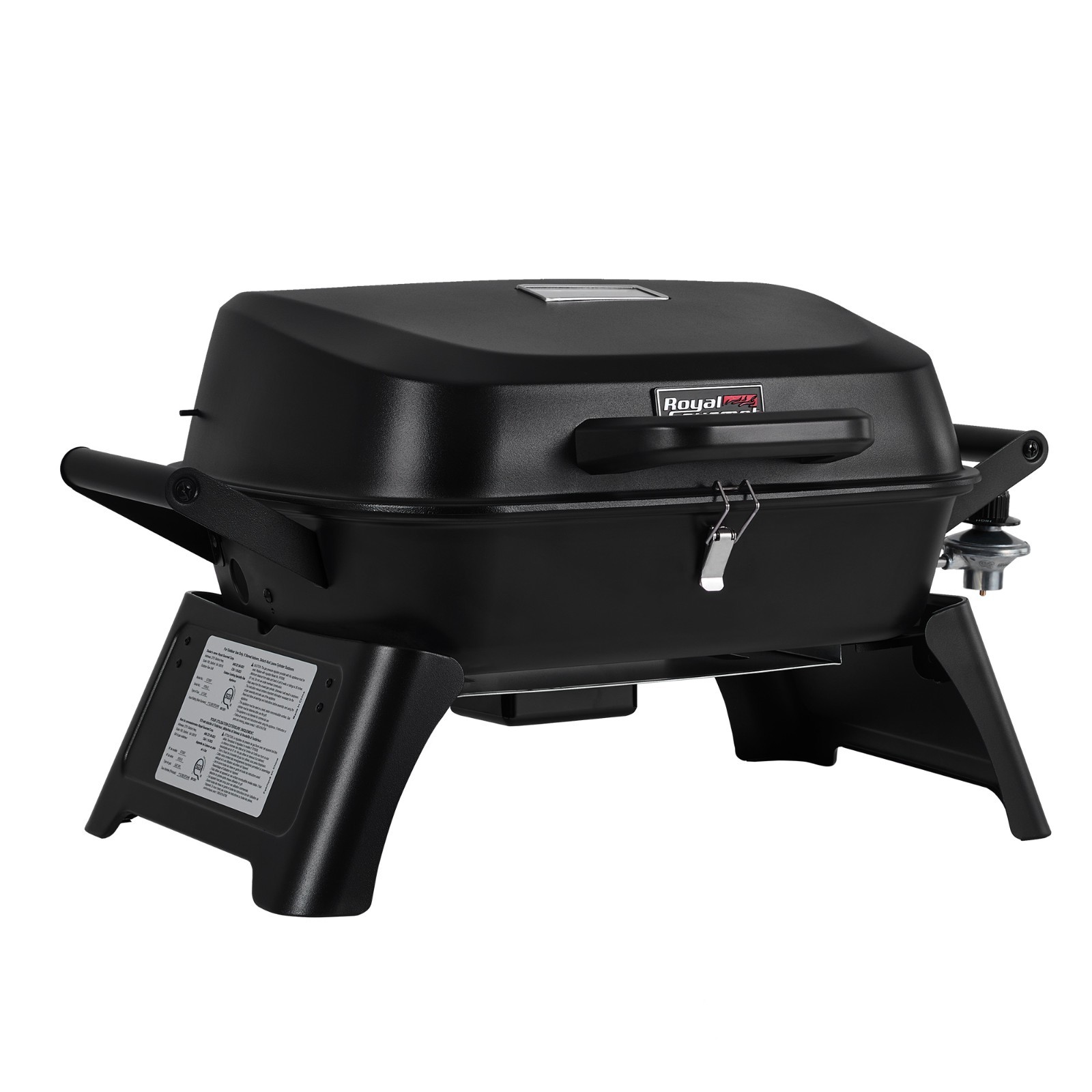 Royal Gourmet Tabletop Propane Gas Grill with Travel Locks/Folding Leg Black