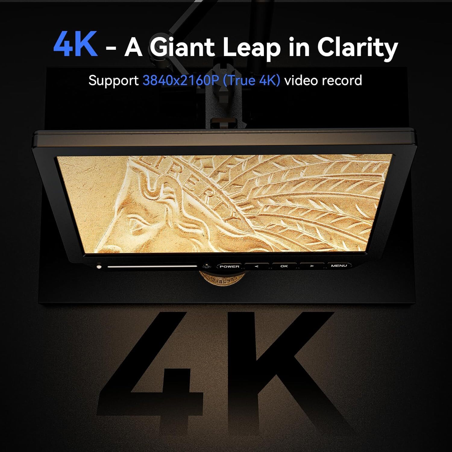 TOMLOV TM4K Max Digital Microscope 2000x 52MP 4K Video LCD Microscope for Adults