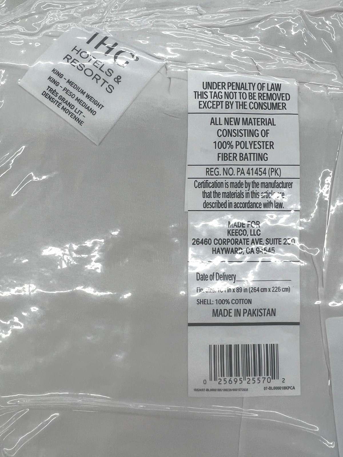 IHG Bedding Collection KING SIZE Duvet Insert MEDIUM Weight Down Alternative