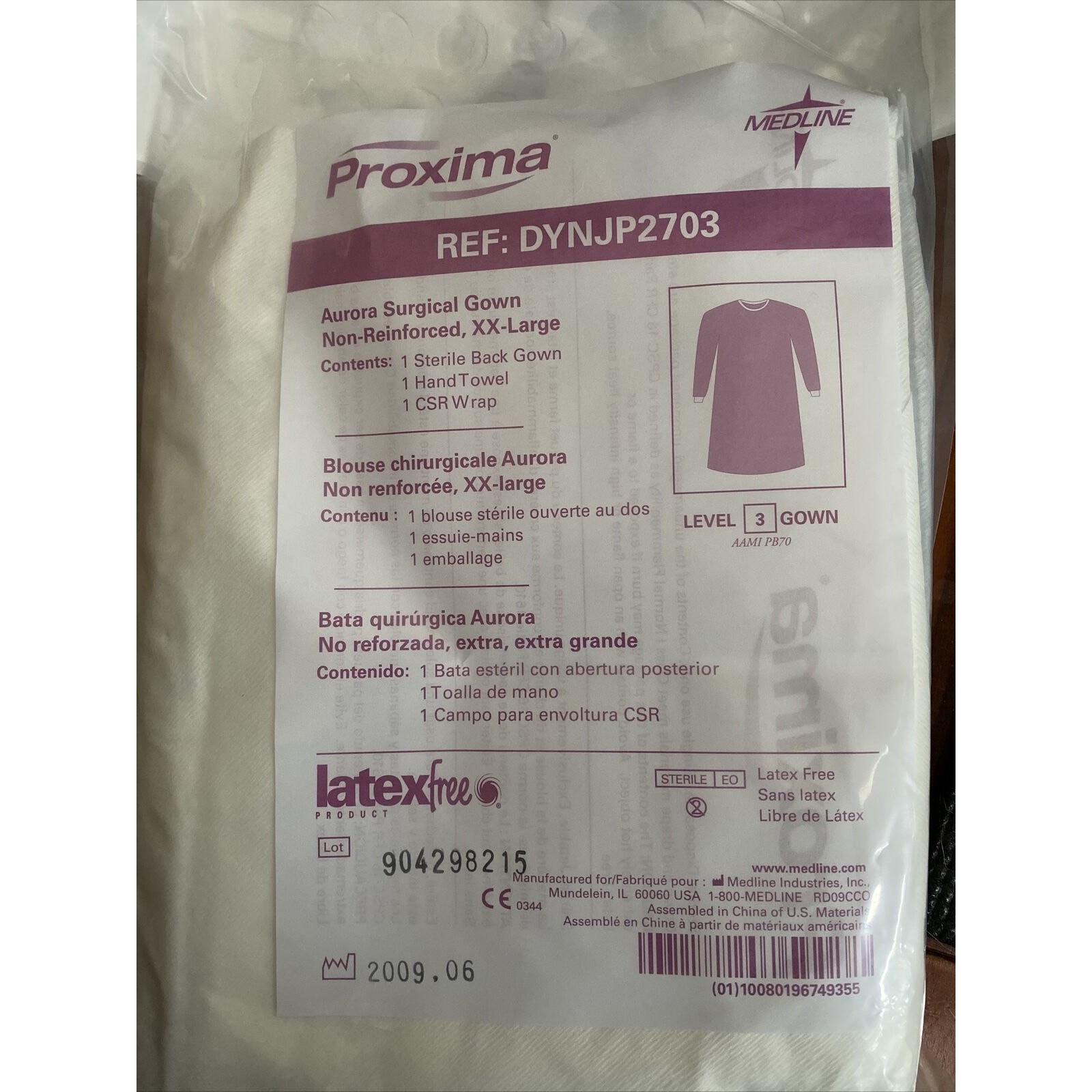 Medline Proxima Aurora Surgical Gown Large Size XXL Level 3 Sterile DYNJP2703