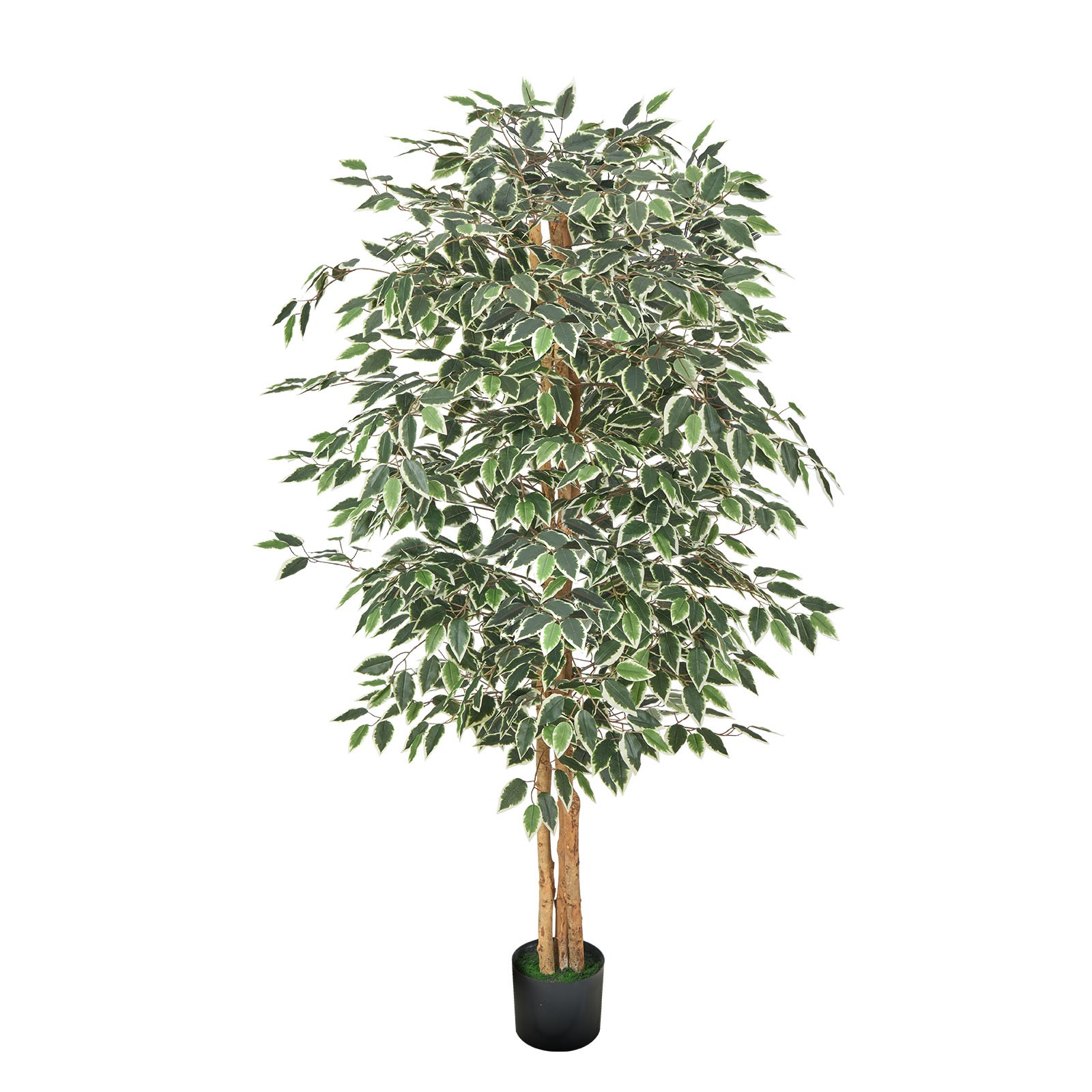 Uimoso 6FT Artificial Ficus Tree Tall Faux Plant with Black Pot Indoor Decor