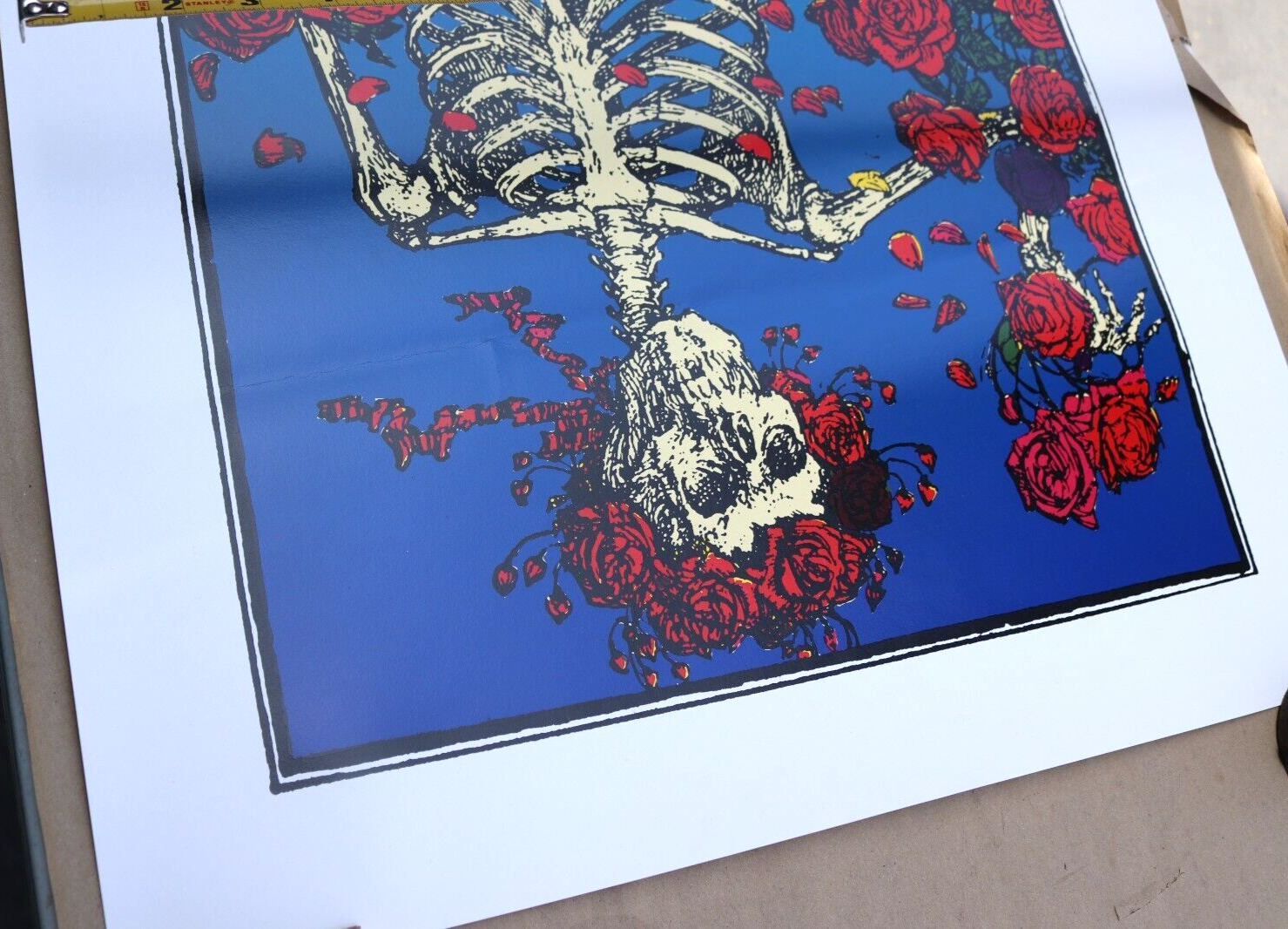 GRATEFUL DEAD SKELETON & ROSES POSTER PRINT ART SIGNED STANLEY MOUSE 29x22"