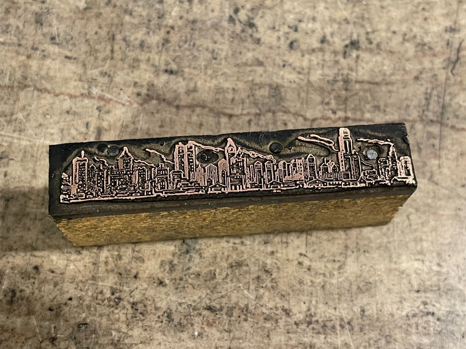 Printing Letterpress Printers Block Copper Cityscape / City Skyline (1151)