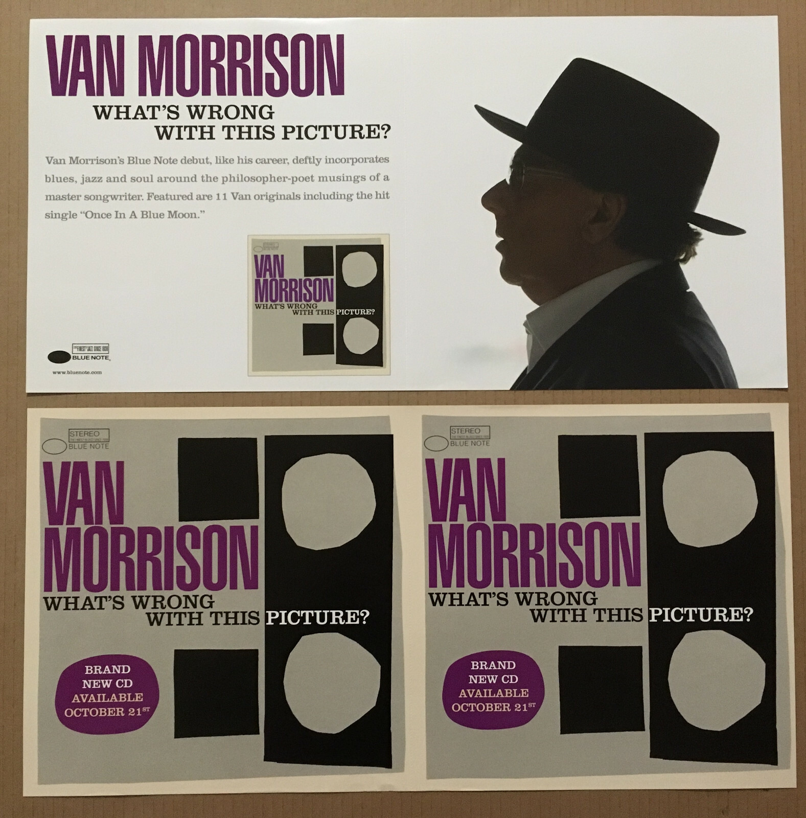 VAN MORRISON Rare 2003 DOUBLE SIDED PROMO POSTER FLAT for What’s CD 24x12 MINT